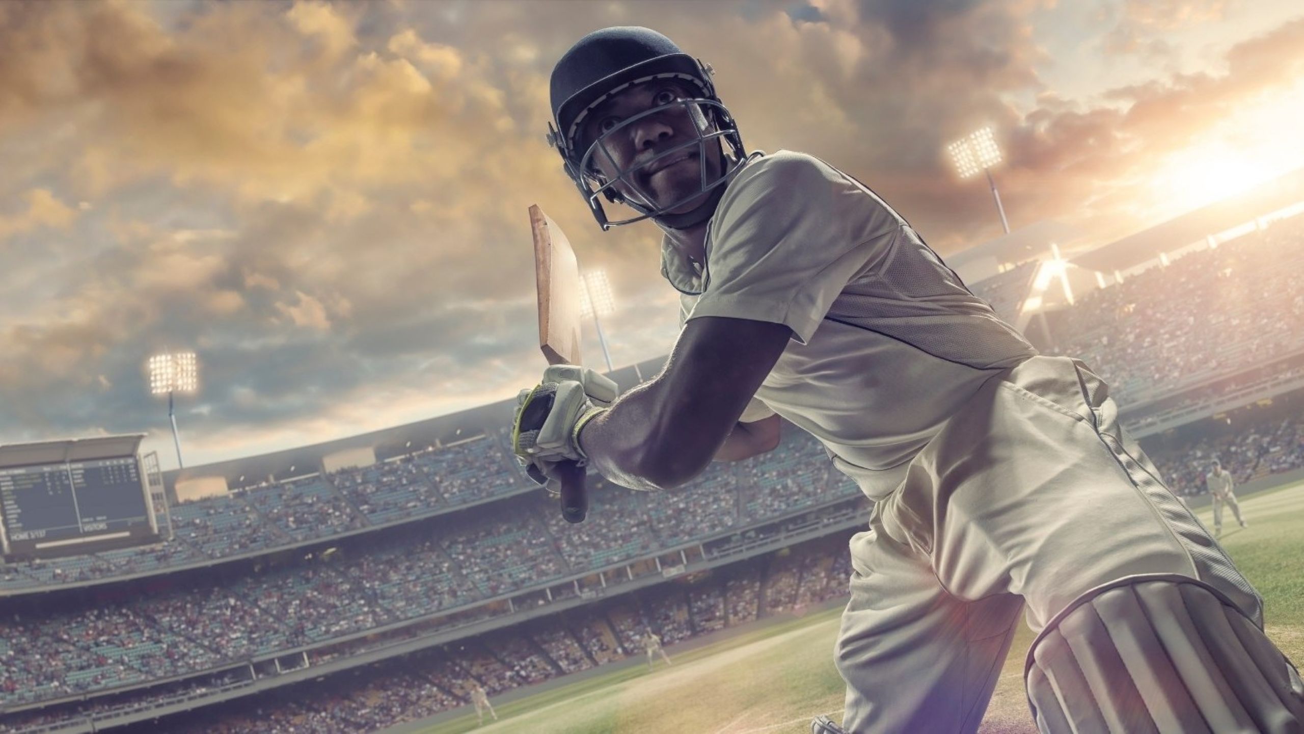 Cricket league match with packed stadium showing India's sports business economics and entertainment industry