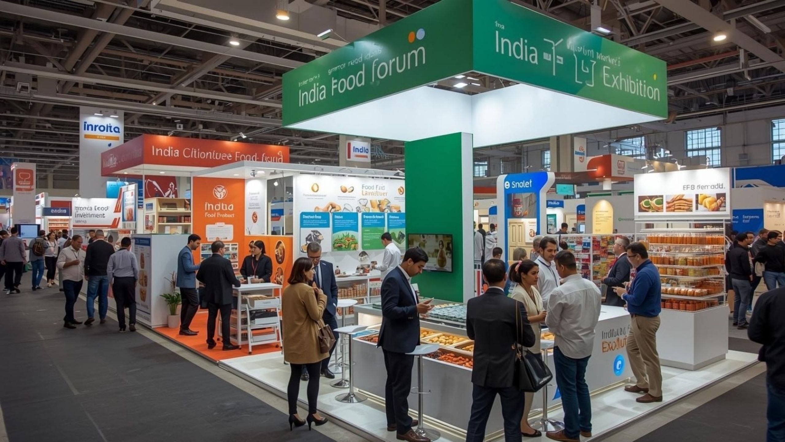 Food forum exhibition hall showing international food trade and investment opportunities in India