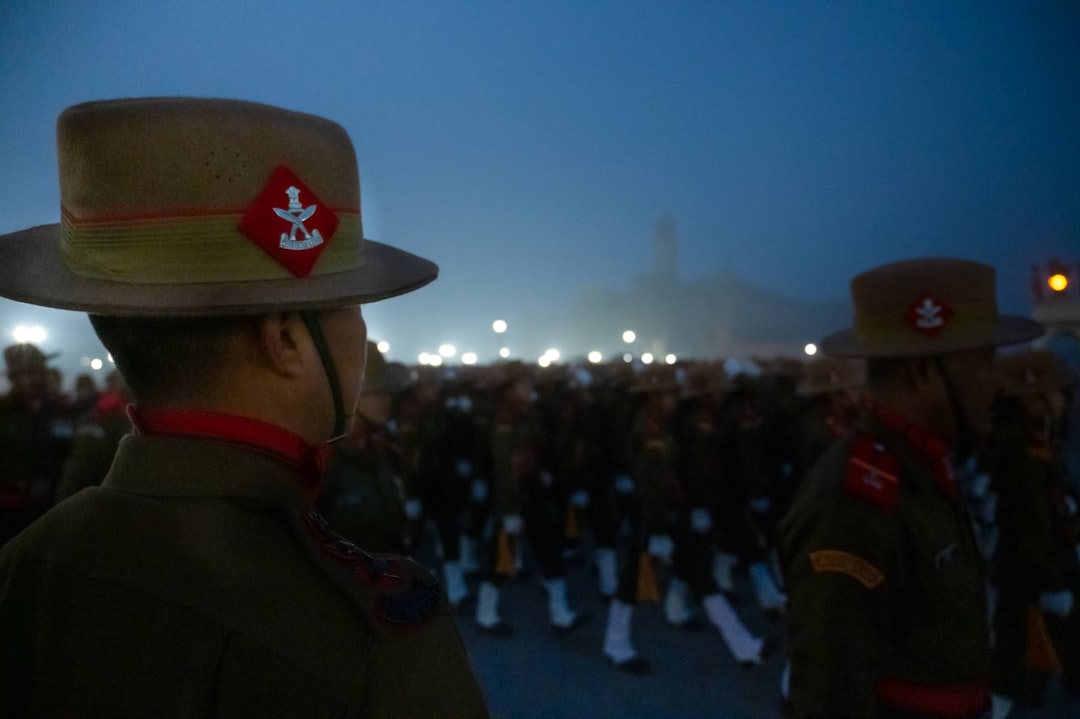 An Indian soldier stands at attention during a Kargil Vijay Diwas memorial ceremony in Ladakh